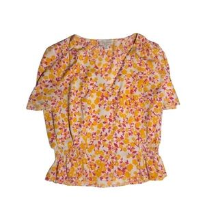 Topshop Pink and Yellow Floral Blouse